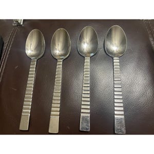 4 Libbey LYF5 Korea  Discontinued pattern Oval Soup Spoons 7 3/8&quot;