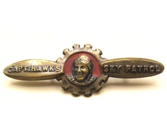 米国空軍キャプテンホークススカイパトロール真鍮ピンバッジ 1 7/8
