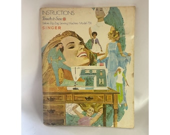 Vintage 1970 SINGER Touch & Sew Deluxe Zig-zag SEWING MACHINE 756