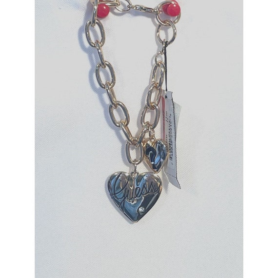 Guess Charm Bracelet Heart, Rhinestones NWT goldt… - image 1
