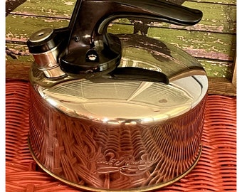 Paul Revere Ware Tea Pot Kettle Small 2qt Copper Bottom Whistling Stainless Mini