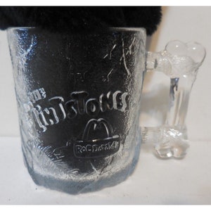 McDonalds Flintstones Glass Mug Frosted Pre Dawn RocDonalds 1993 Vintage