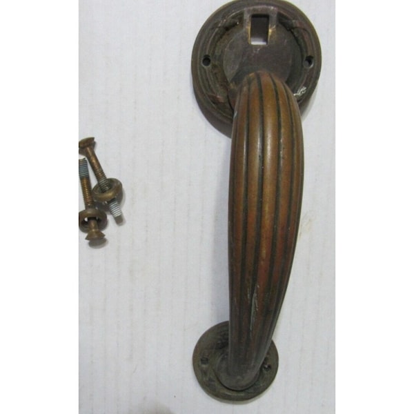 Vtg Solid Brass Thumb Latch Ornate Door Pull Handle Russwin Lalonoe 420