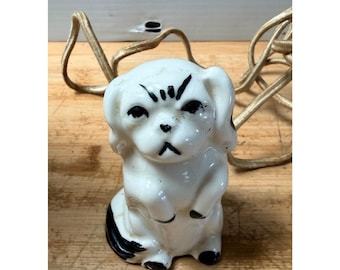 Rare Antique 1920s  Porcelain Dog Electric Splitter Extension Cord 3 Way 4" hego