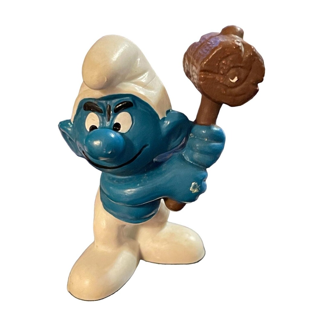 Smurfs 20039 Mallet Smurf Wood Sledgehammer Vtg Figure PVC