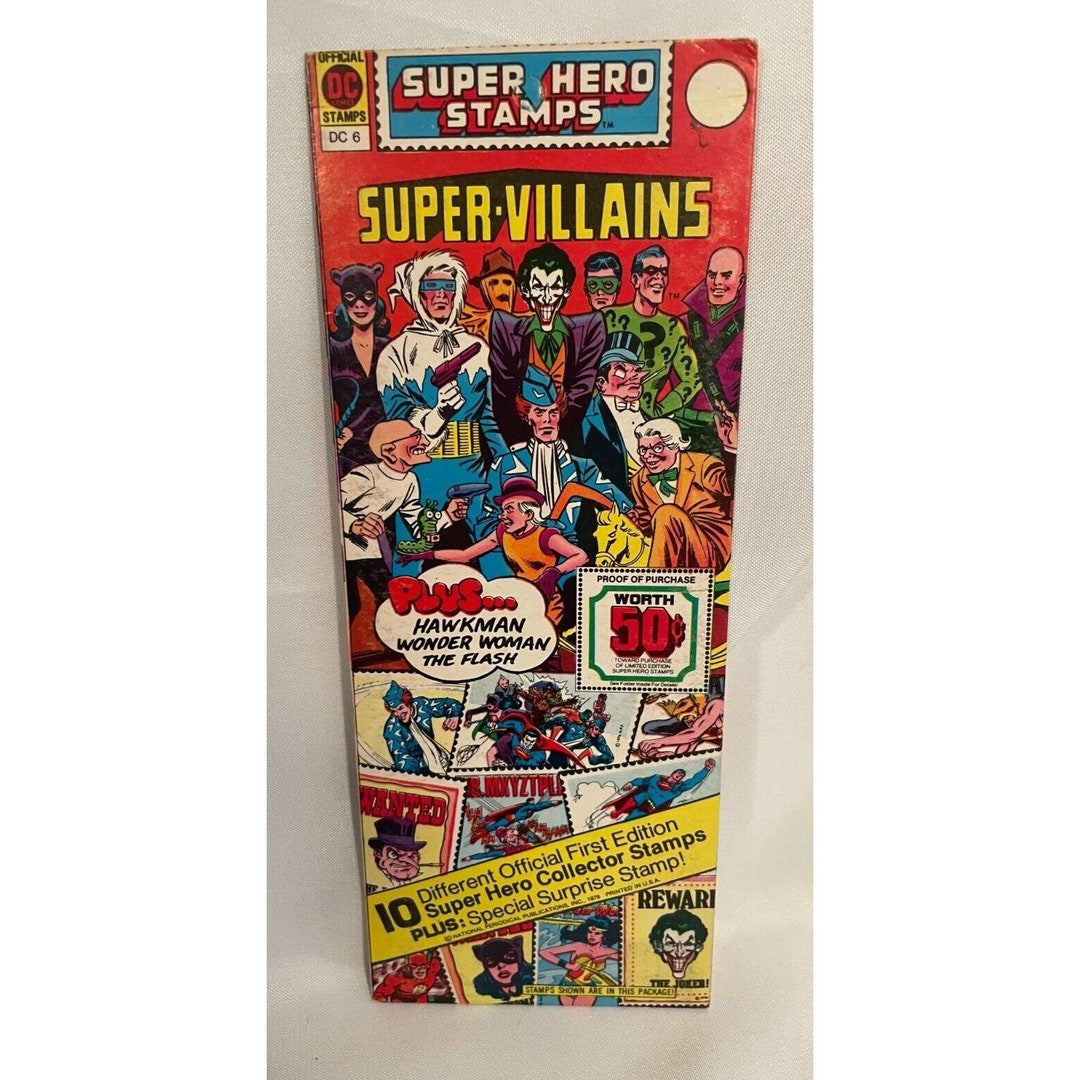 DC Super Hero Stamps Super Villians 1976 Sealed Etsy