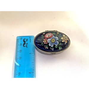 Blue Floral Vintage Trinket/Pill/Snuff Box
