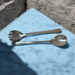 Vintage Silver Plated Salad Serving Spoon & Fork Set from ITALY - 2-Piece Set