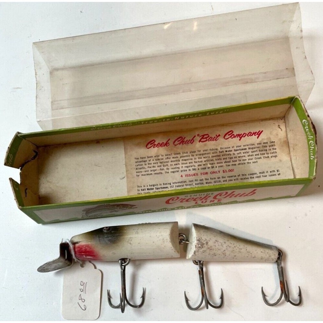 VTG Creek Chub Lure Bait Co Jointed Musky Pike No.3000 Wood W/box 6 C 