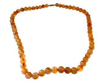 Vintage  Carnelian  Beaded Bead Necklace 26”