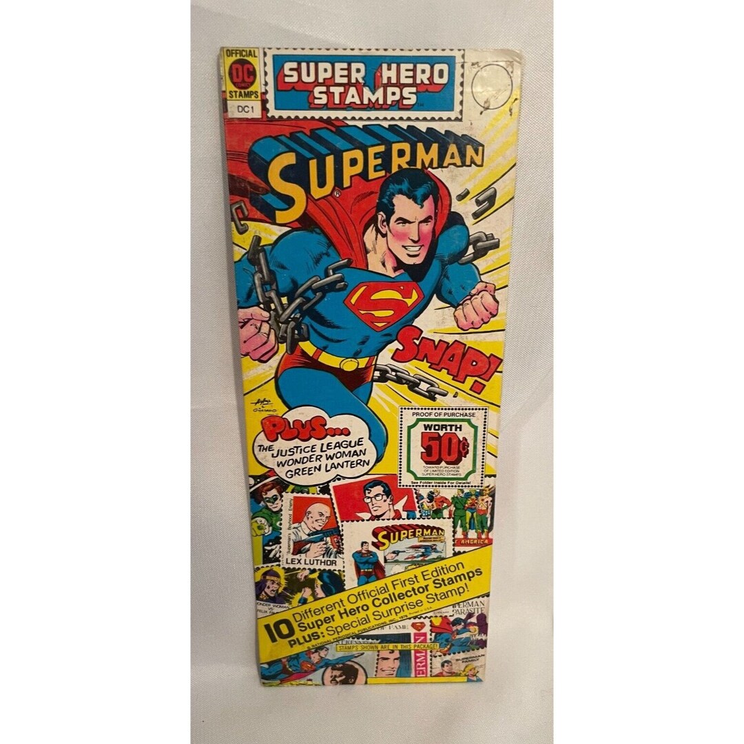 DC Super Hero Stamps Superman, 1976 Sealed Etsy