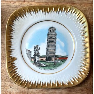 CERAMIC Plate PISA Torre Pendente 6&quot; SQUARE,  By Edelstein Bavaria Germany