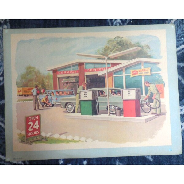 Vintage Service Station Poster Thick Double Sided, The Big Book, We read Picture