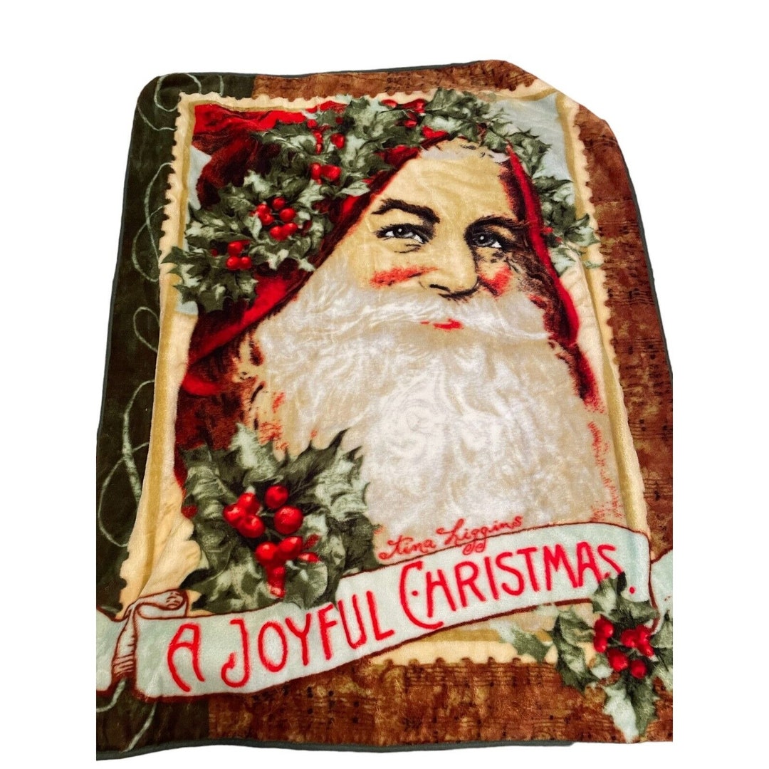Tina Higgins Joyful Christmas Plush Throw Santa Blanket Tina Etsy