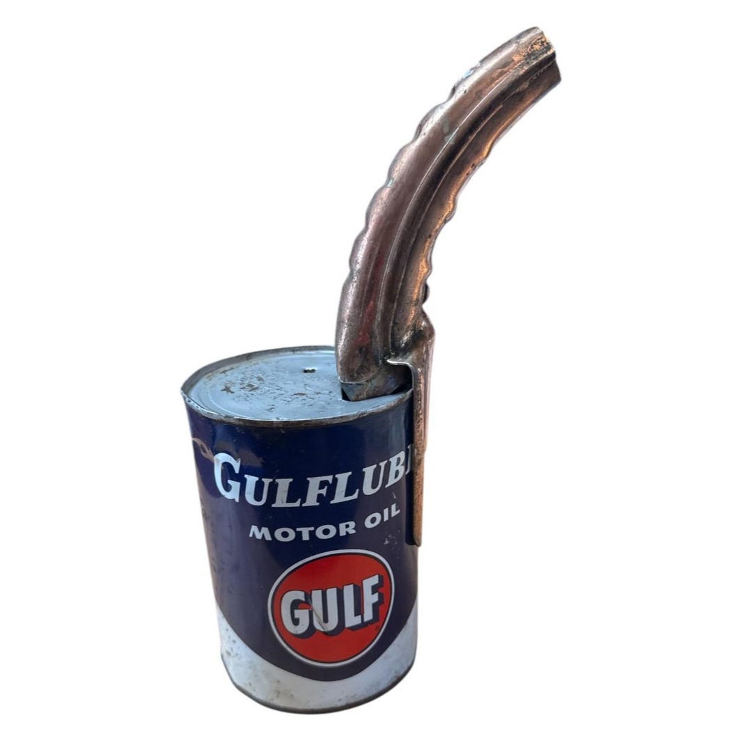 Vintage Gulflube Motor Oil Can Gulf Quart Automobile W/huffman Spout ...