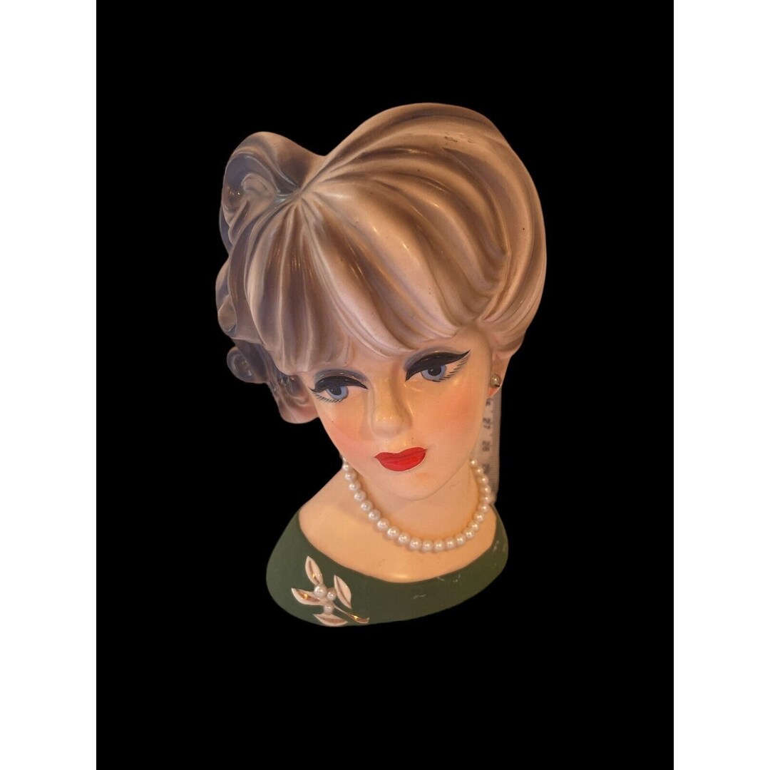 Head Lady Vase Napcoware C7472 Japan Green Dress 5 Etsy