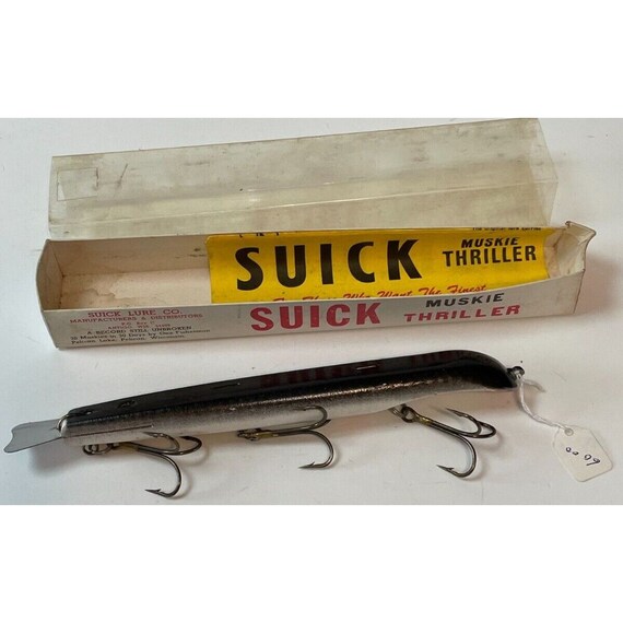 antique musky fishing lures Muskie Fishing Lures Cheap Musky Lures Vintage Suick Muskie Thriller,  Fishing Lure In Box 9”black/white