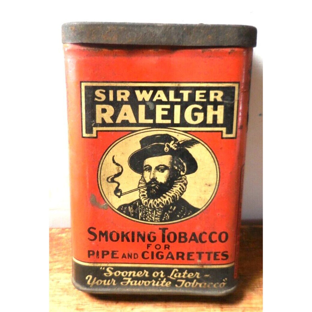 Vintage Sir Walter Raleigh Smoking Tobacco Tin Brown & Williamson USA EMPTY  TIN