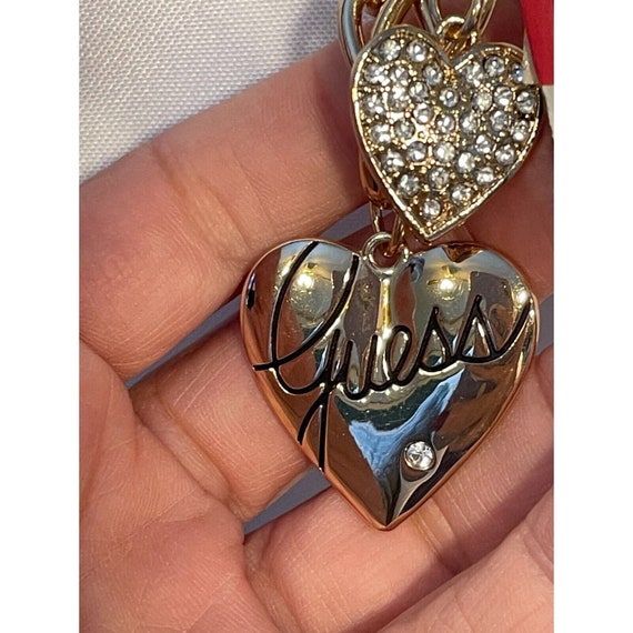 Guess Charm Bracelet Heart, Rhinestones NWT goldt… - image 3