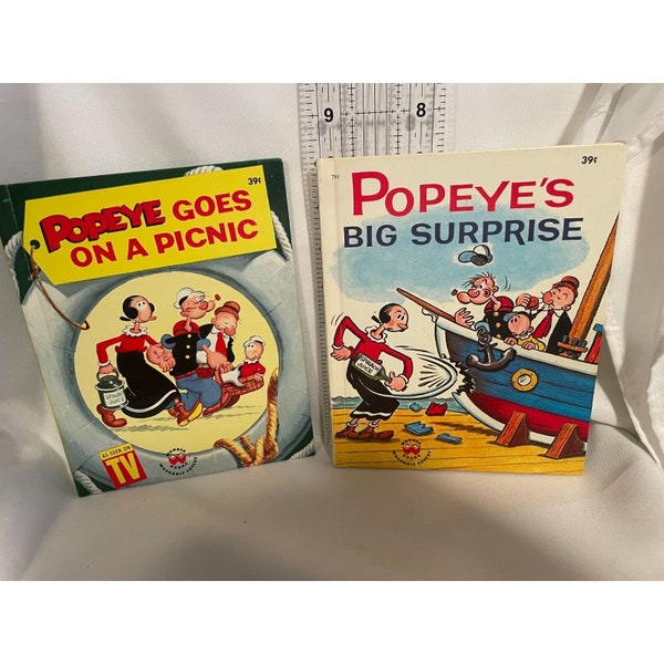 2 WONDER BOOK Popeye Goes on a Picnic 1958 & Popeye's Big Surprise 1962