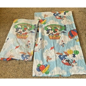 Vtg Walt Disney Productions Mickey Mouse Dumbo Twin Sheet Fabric Air Mobile