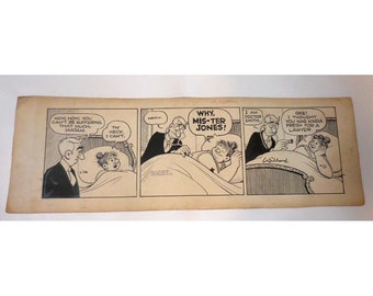 Vintage 1953 Moon Mullins News Syndicate Newspaper Comic Strip Art 23" x 7 3/4"