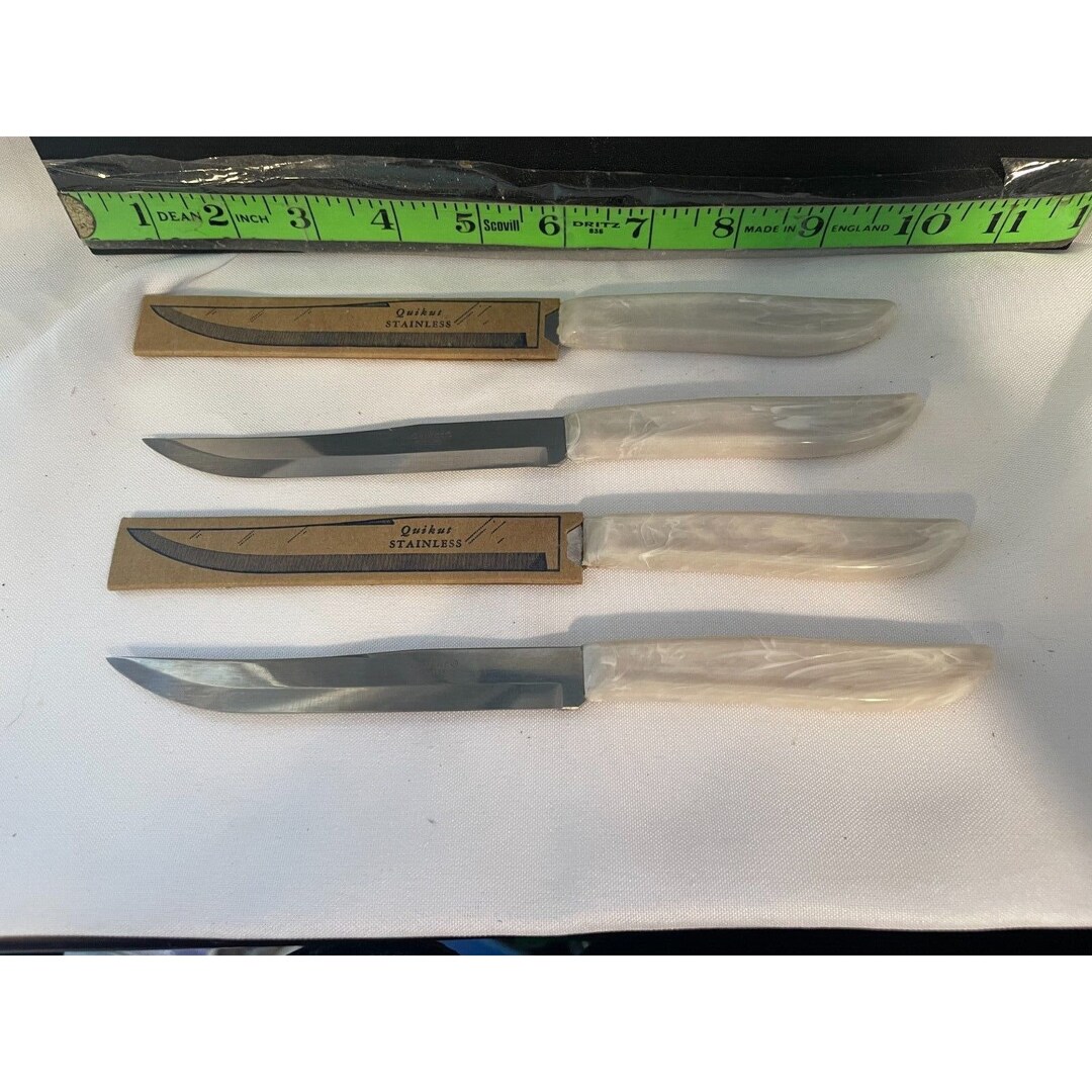 Vintage Quikut Stainless Steel Straight Edge Steak Knives Etsy