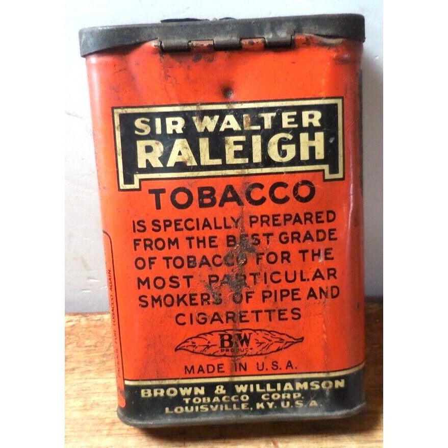 sir walter raleigh tobacco tin date Vintage Sir Walter Raleigh Smoking Tobacco Tin Brown & Williamson USA EMPTY  TIN