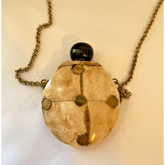 Vintage Perfume Bottle Pendant Necklace Ladybug - image 3