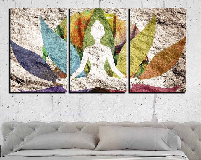 Yoga Art, Yoga Wall Art, Yoga Art Canvas Print, Yoga Artwork, Yoga Art Framed, Lotus Canvas