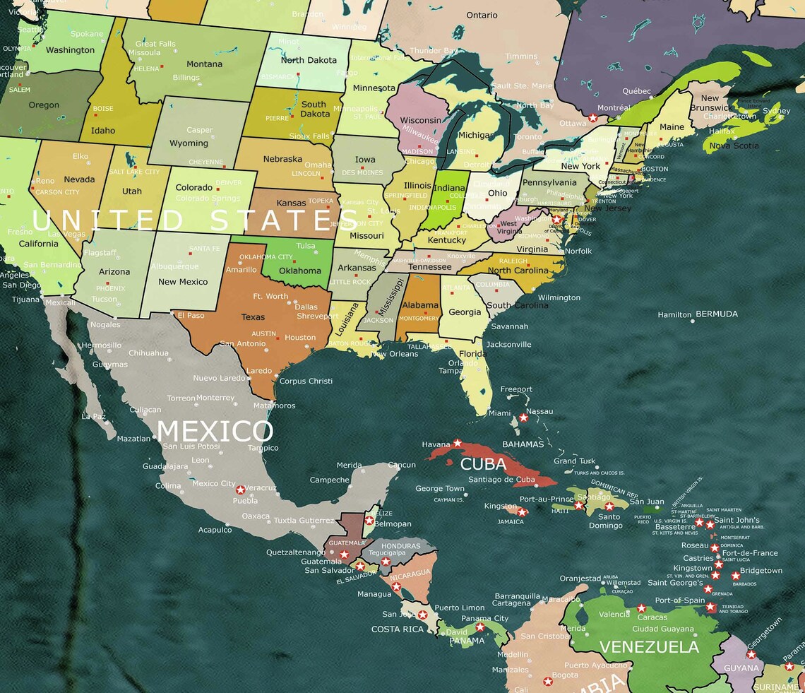 Highly Detailed World Map Art World Map Wall Art World Map Etsy