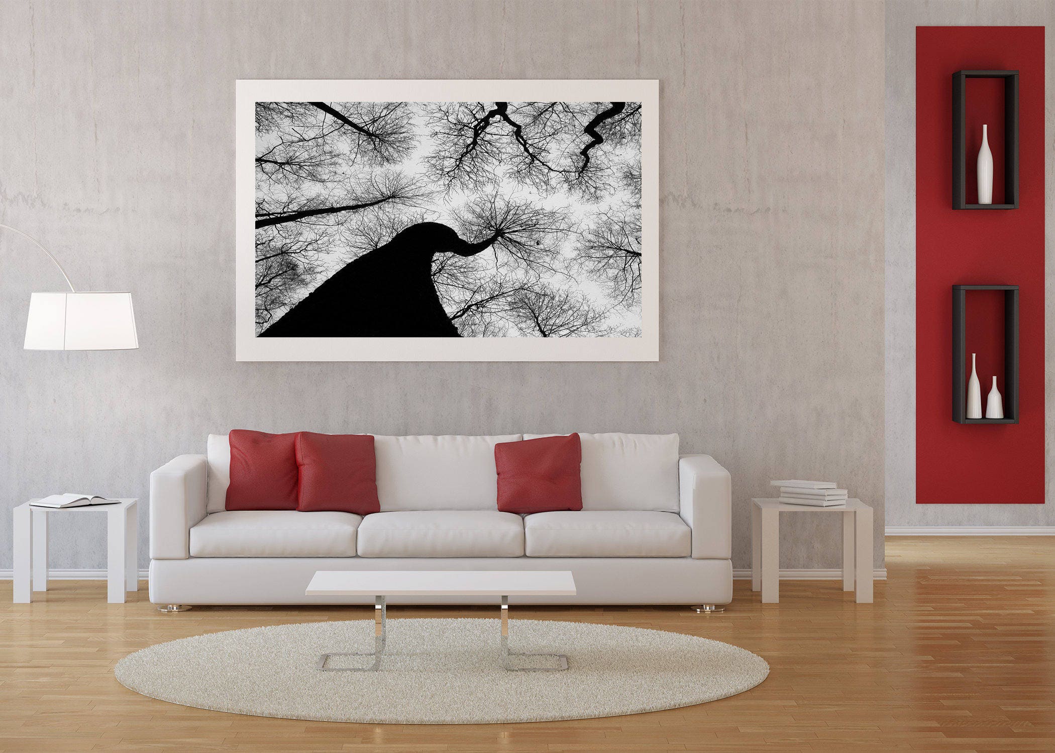 Dry Trees Wall Art,Black and White Trees,Large Wall Art, Perspective
