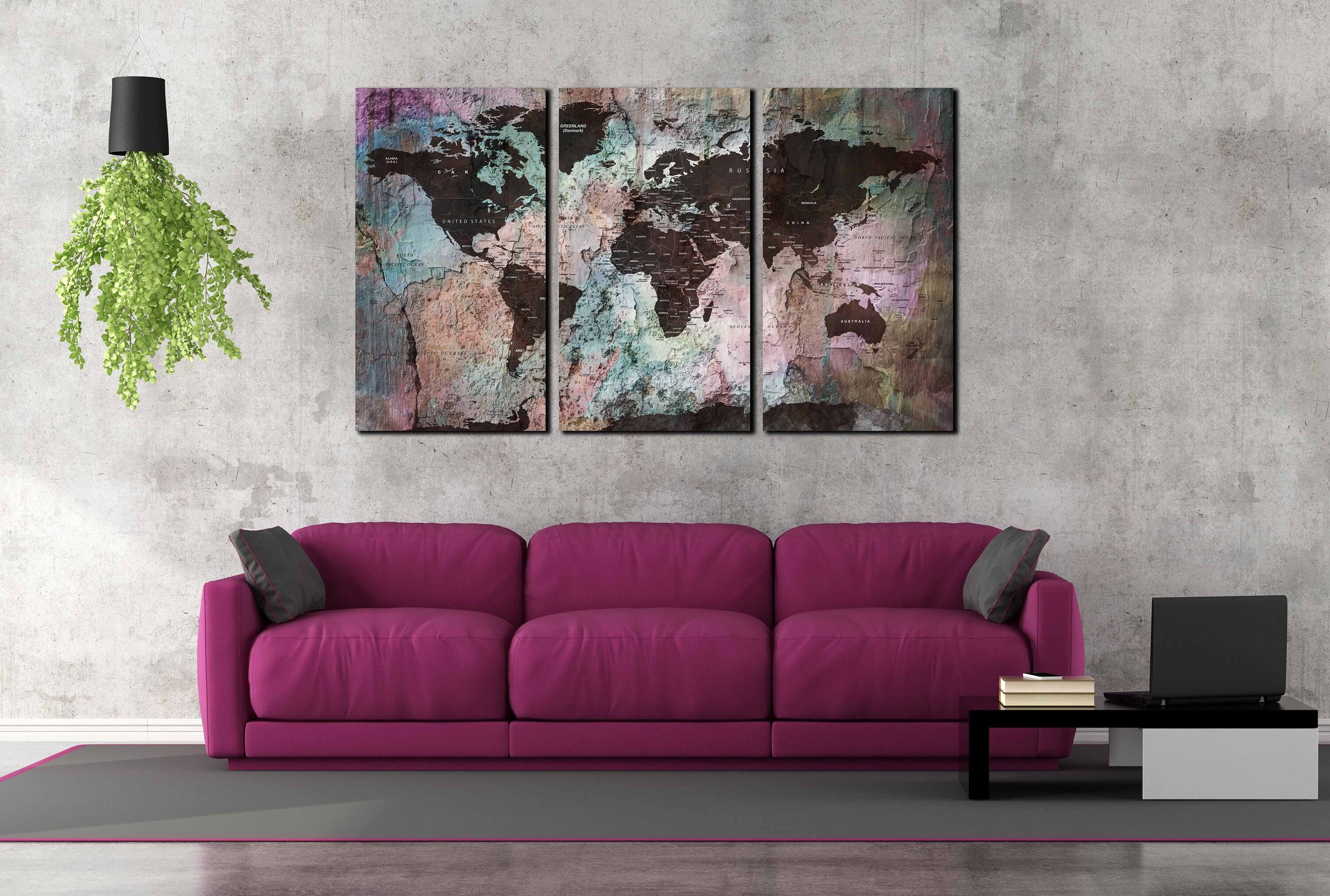 14+ Most Colorful world map wall art images information
