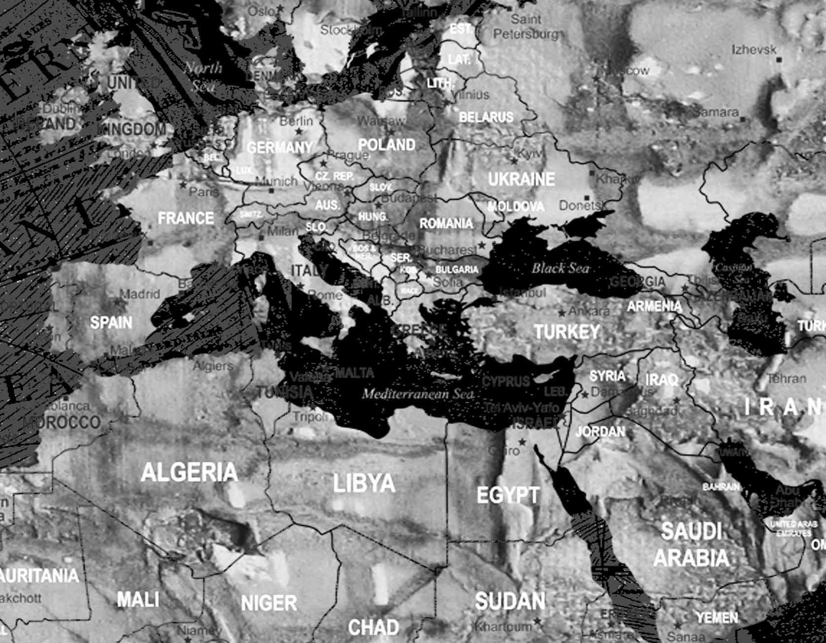 World Map Black and White Wall Art,World Map Canvas Print ...