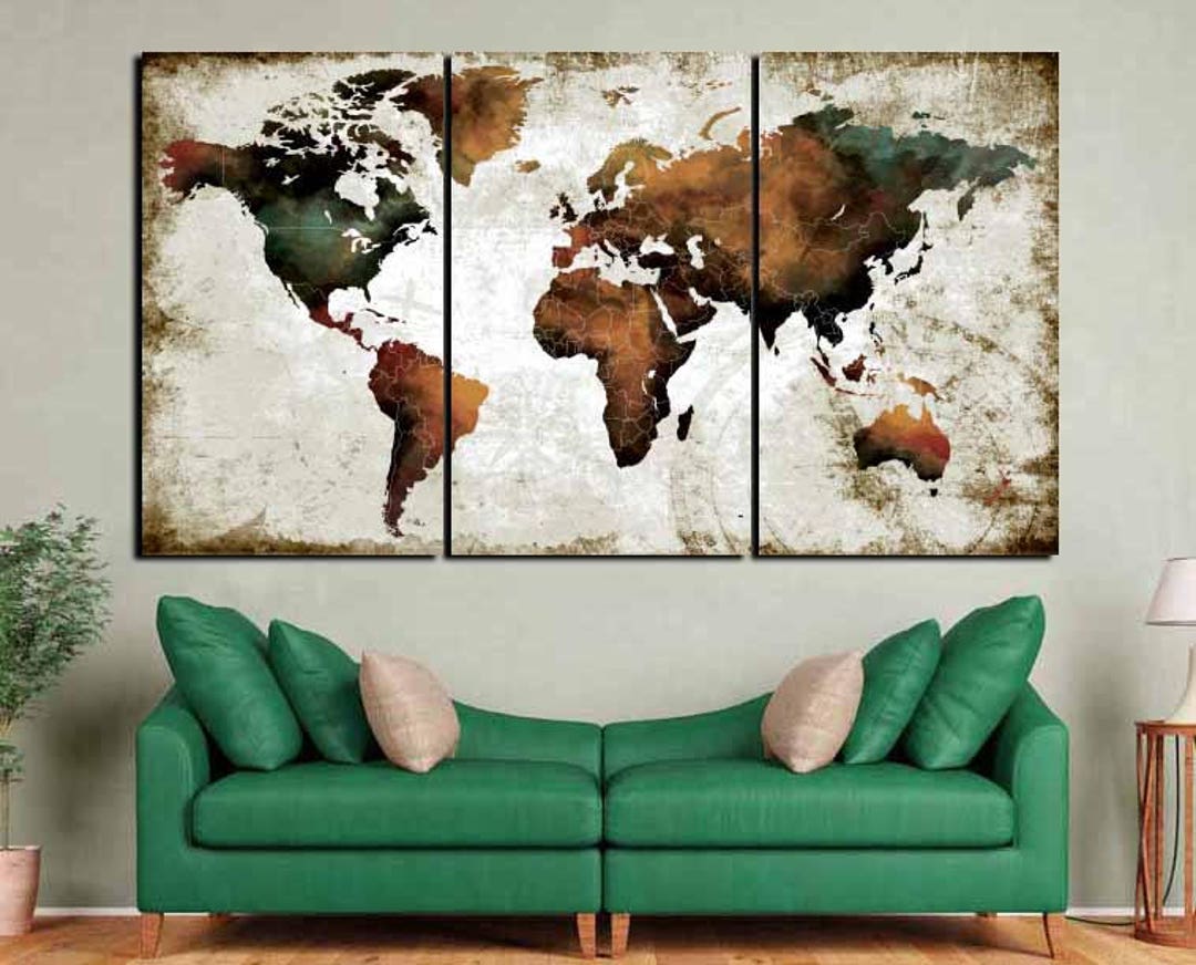 Watercolor World Map Artworld Map Wall Artworld Map Art - Etsy