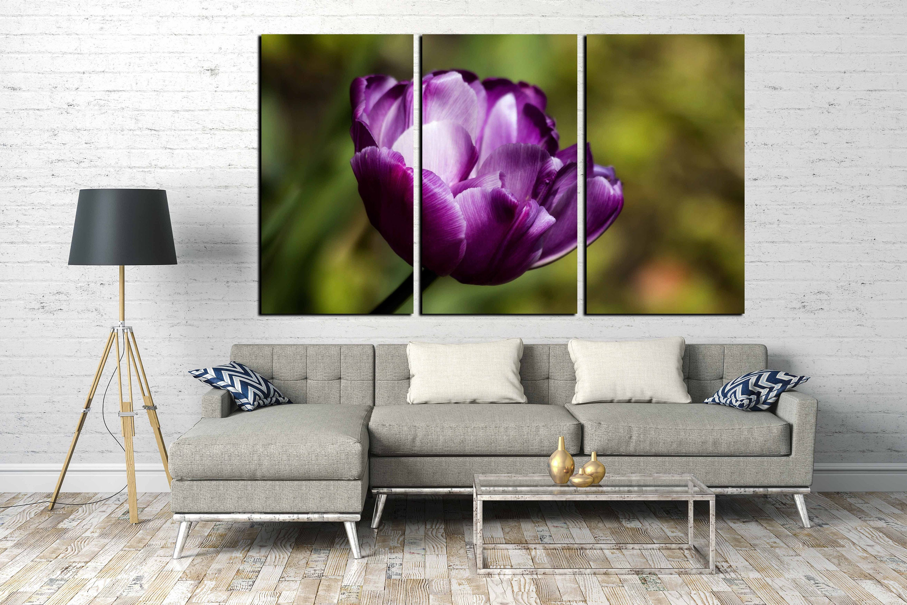 Tulip art, tulip wall art, purple tulip wall decor, home decor, floral ...