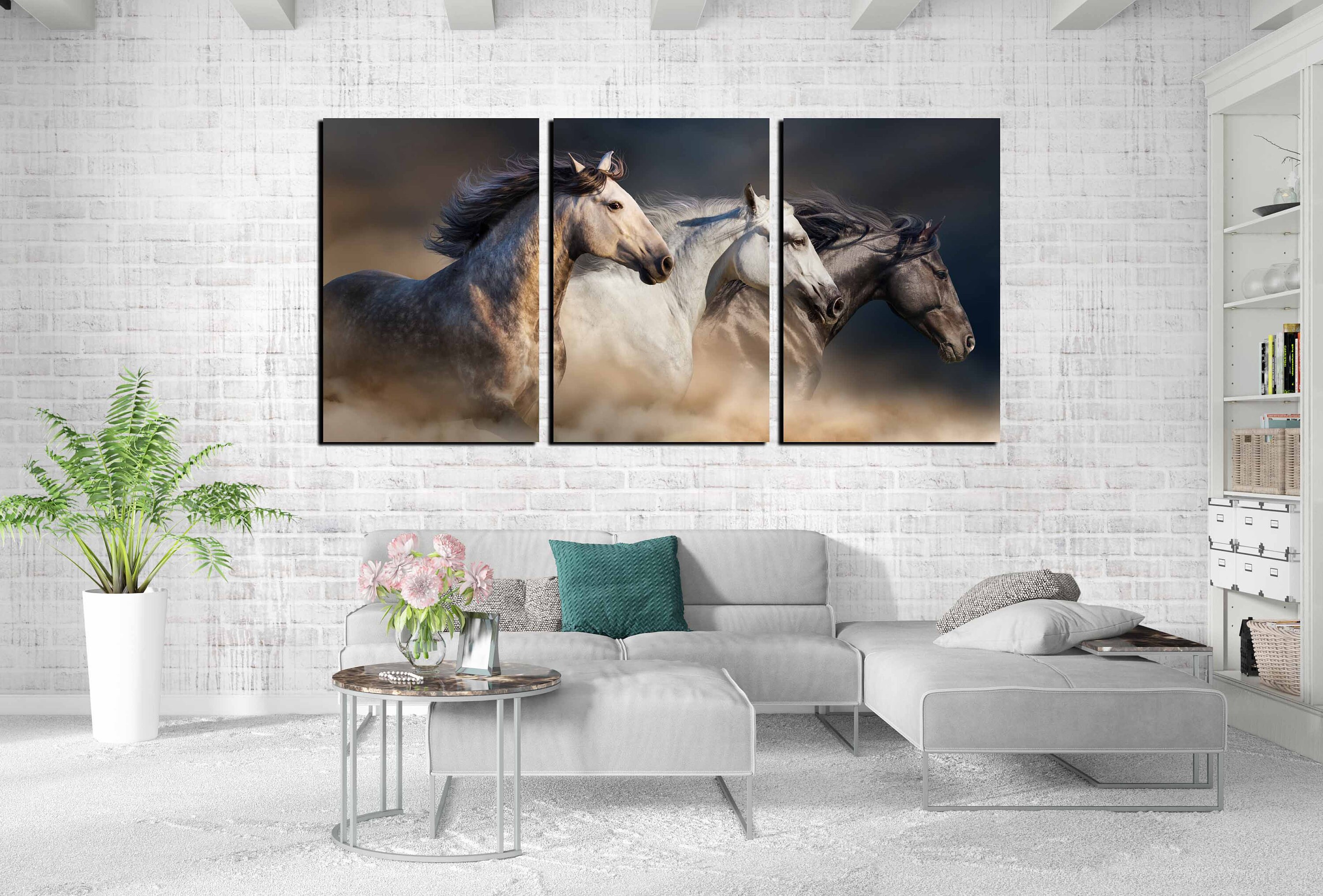 Horse Wall Art 3 Running Horses Wall Art Canvas Print Horse - Etsy