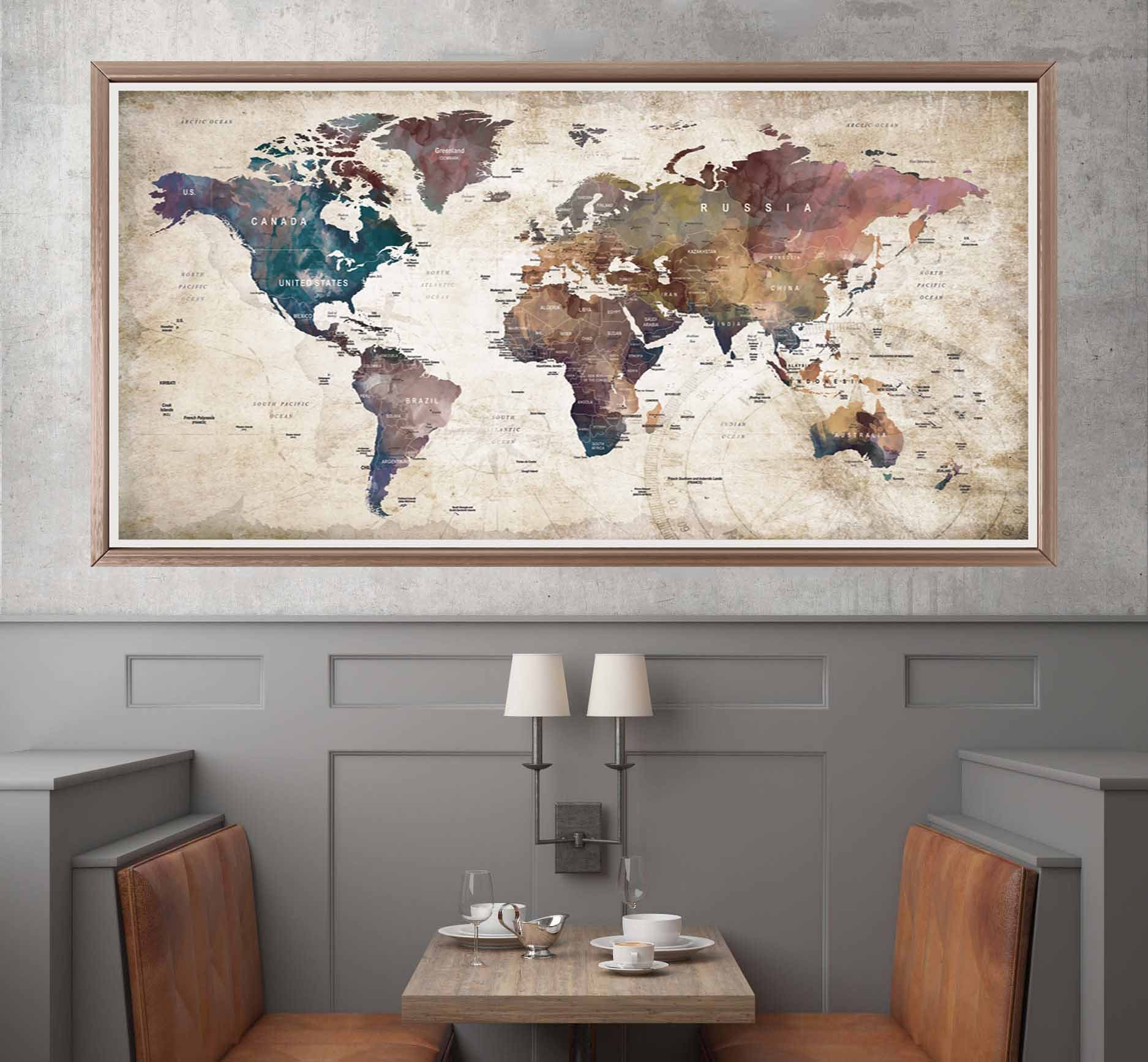 Large World Map Poster Printworld Map Wall Artworld Map Art Print