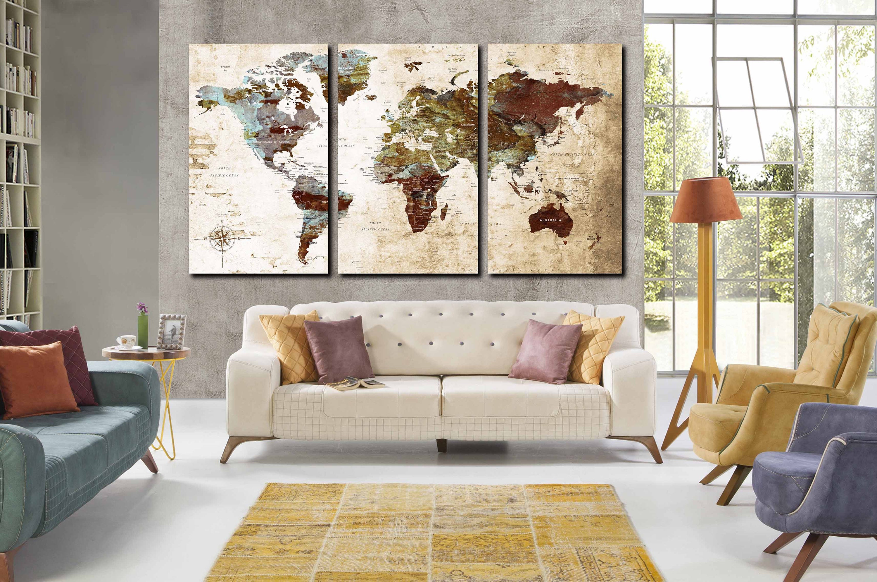 Large World Map World Map Art World Map Canvas World Map Wall
