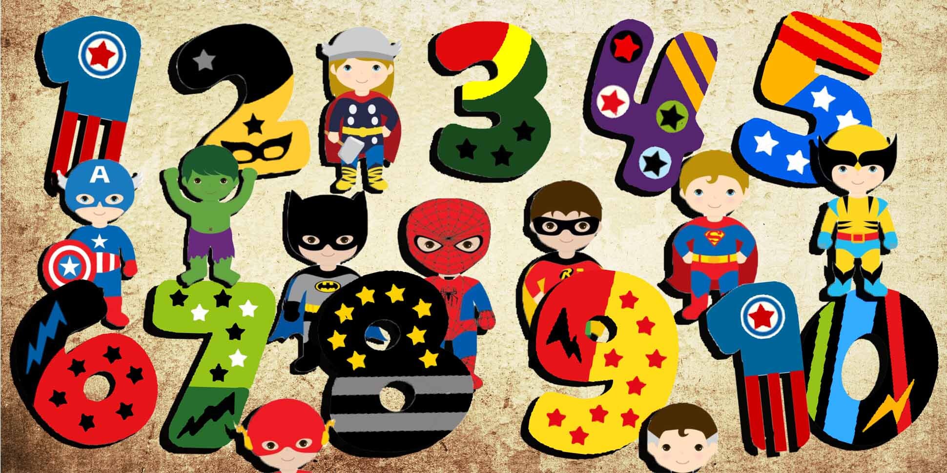 superheros numbersnumbers wall artnumbers wall decalnumbers poster