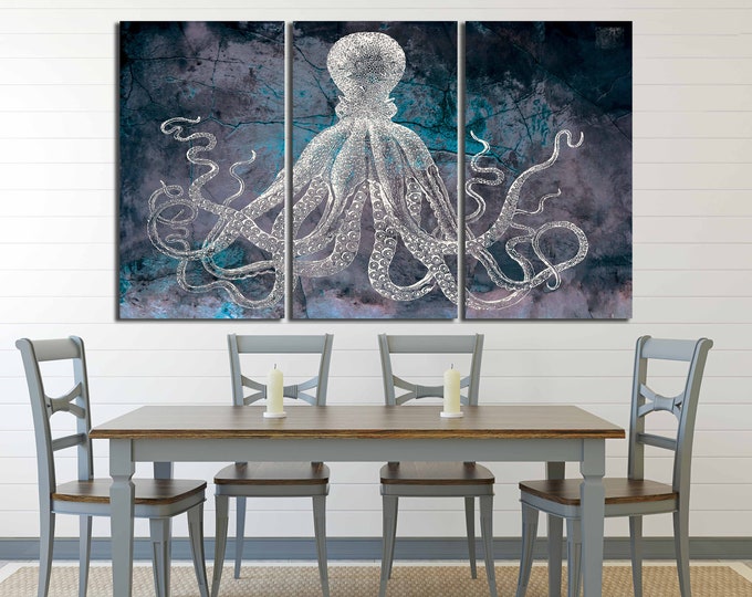 Octopus art, octopus wall art, octopus canvas, octopus art print, octopus large canvas, octopus ocean art, sea creature art, octopus print,
