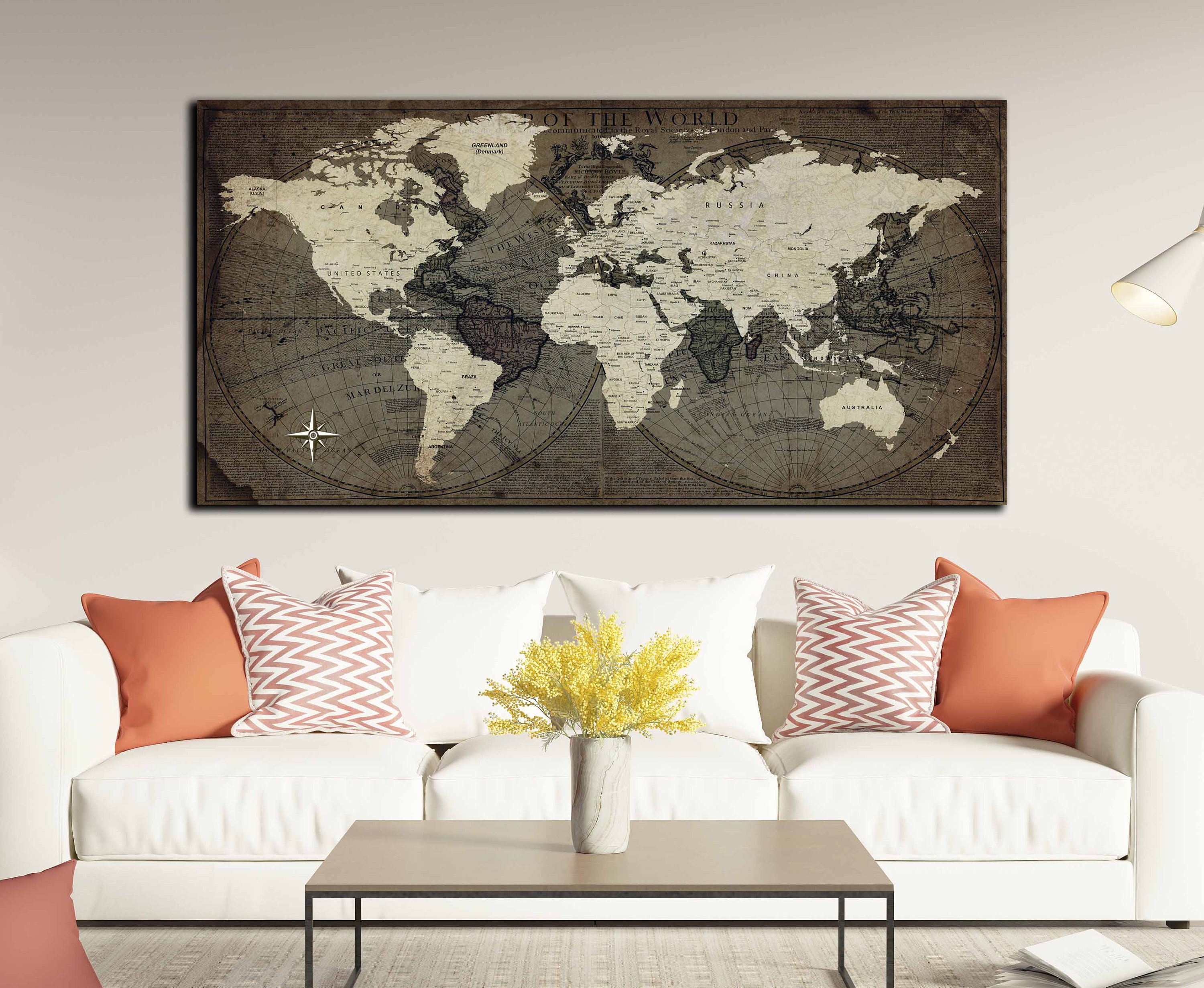 travel map of the world canvas