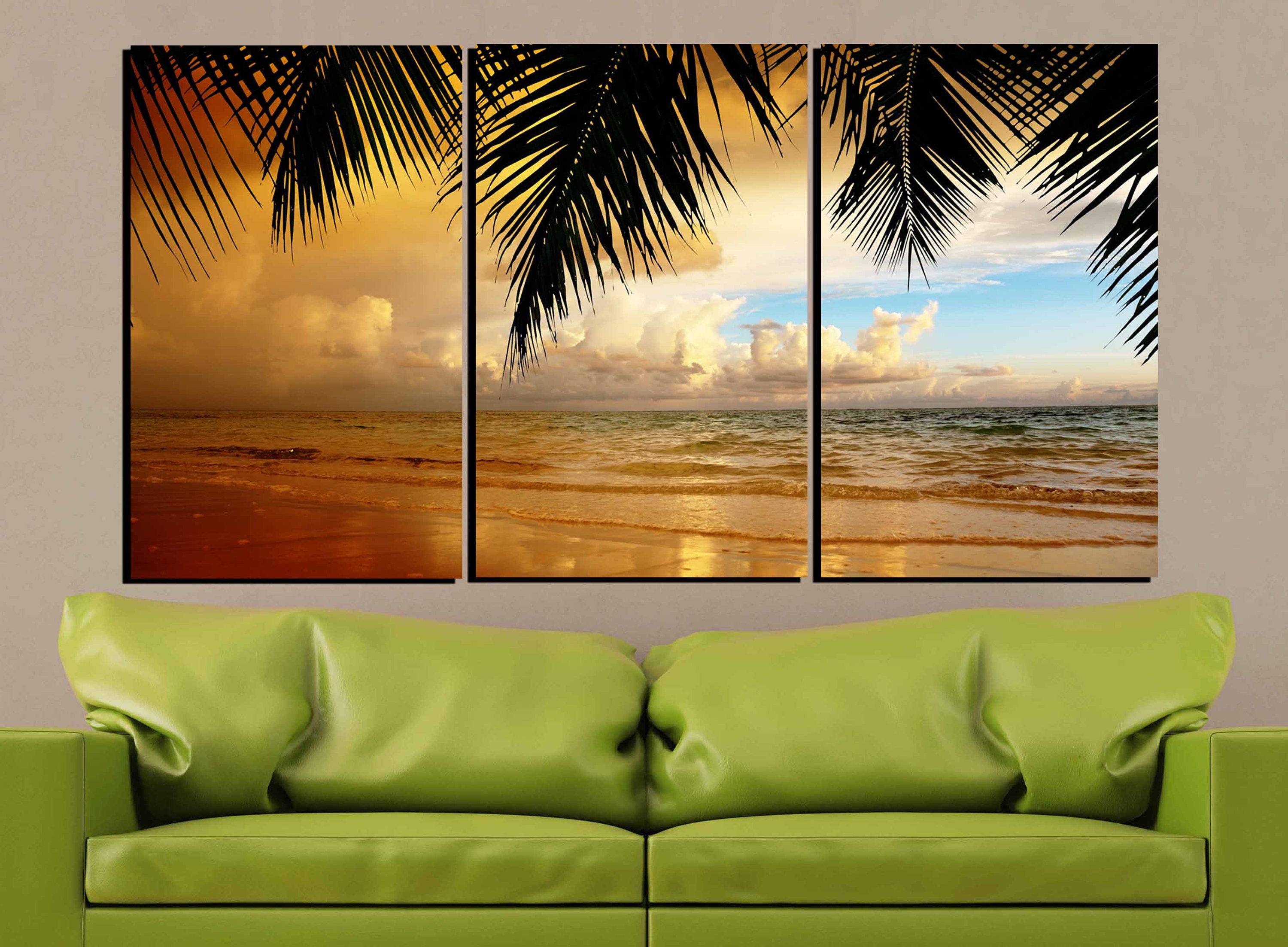 Sunset Wall Art,Beach Canvas Print,Beach Art Print,Large Wall Art,Large