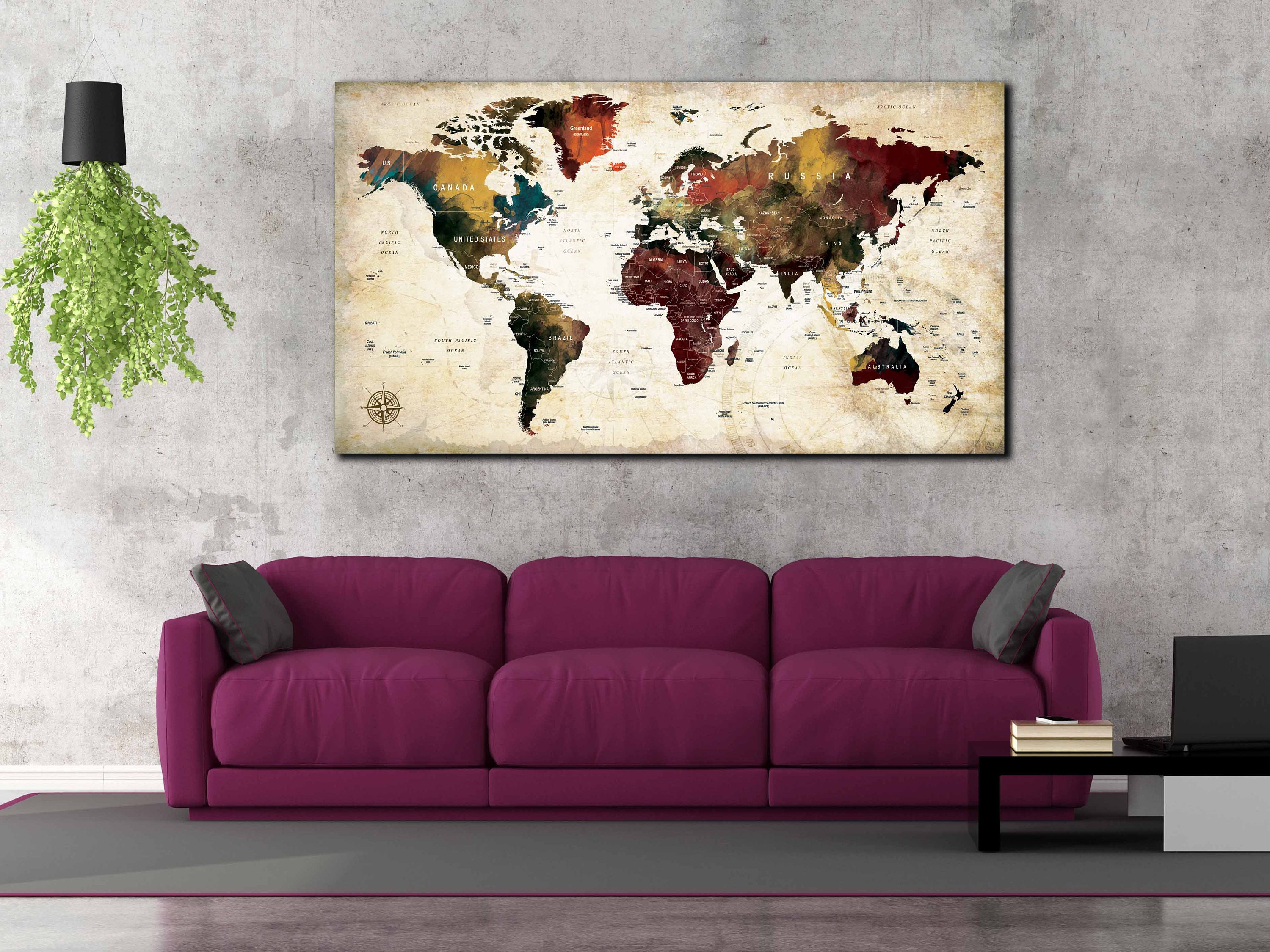World Map Wall Art World Map Canvas Large World Map World Map Art World Map Travel Map Pushpin Map World Map Abstract World Map Custom Print