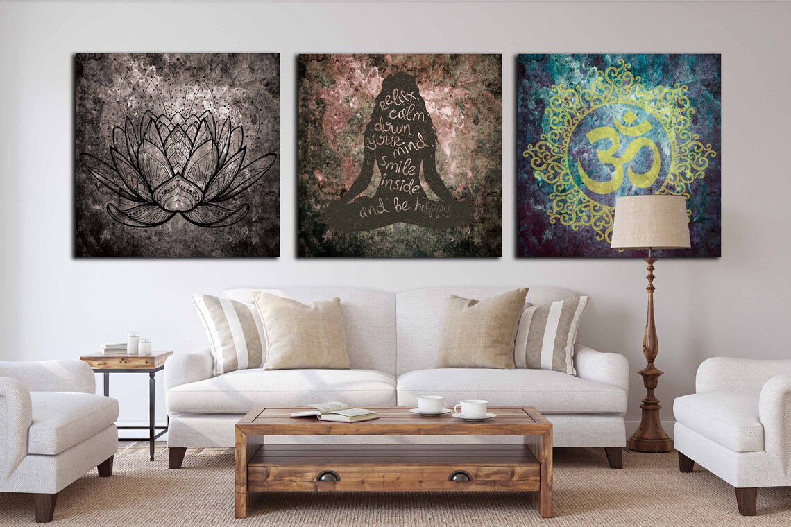Yoga Art 3 Panel Canvas Print Yoga Wall Art Yoga Chakra Etsy
