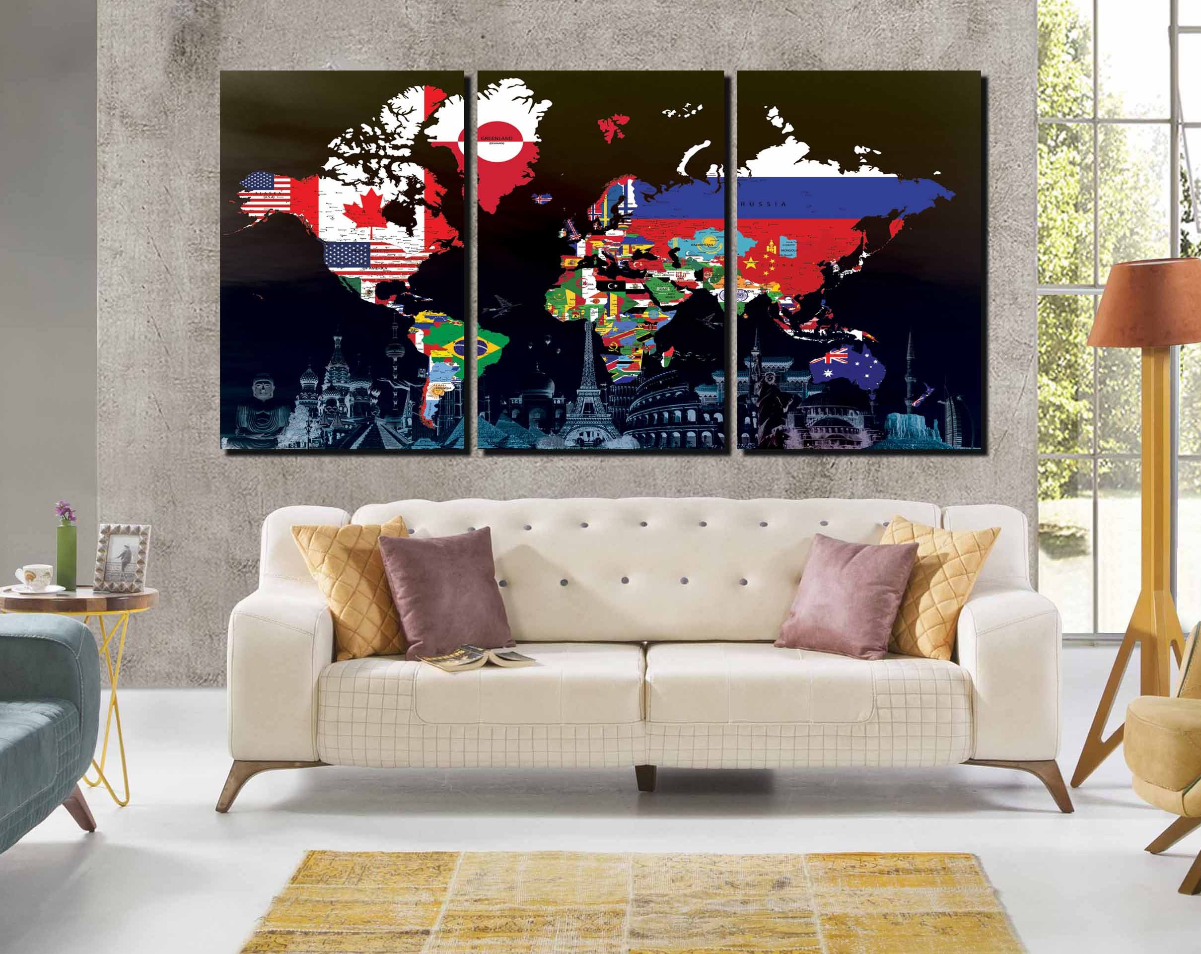 Dominican Republic 5 Panel Large Wall Canvas Puerto Rican Flag Wall Art Home Decor Garden Poster