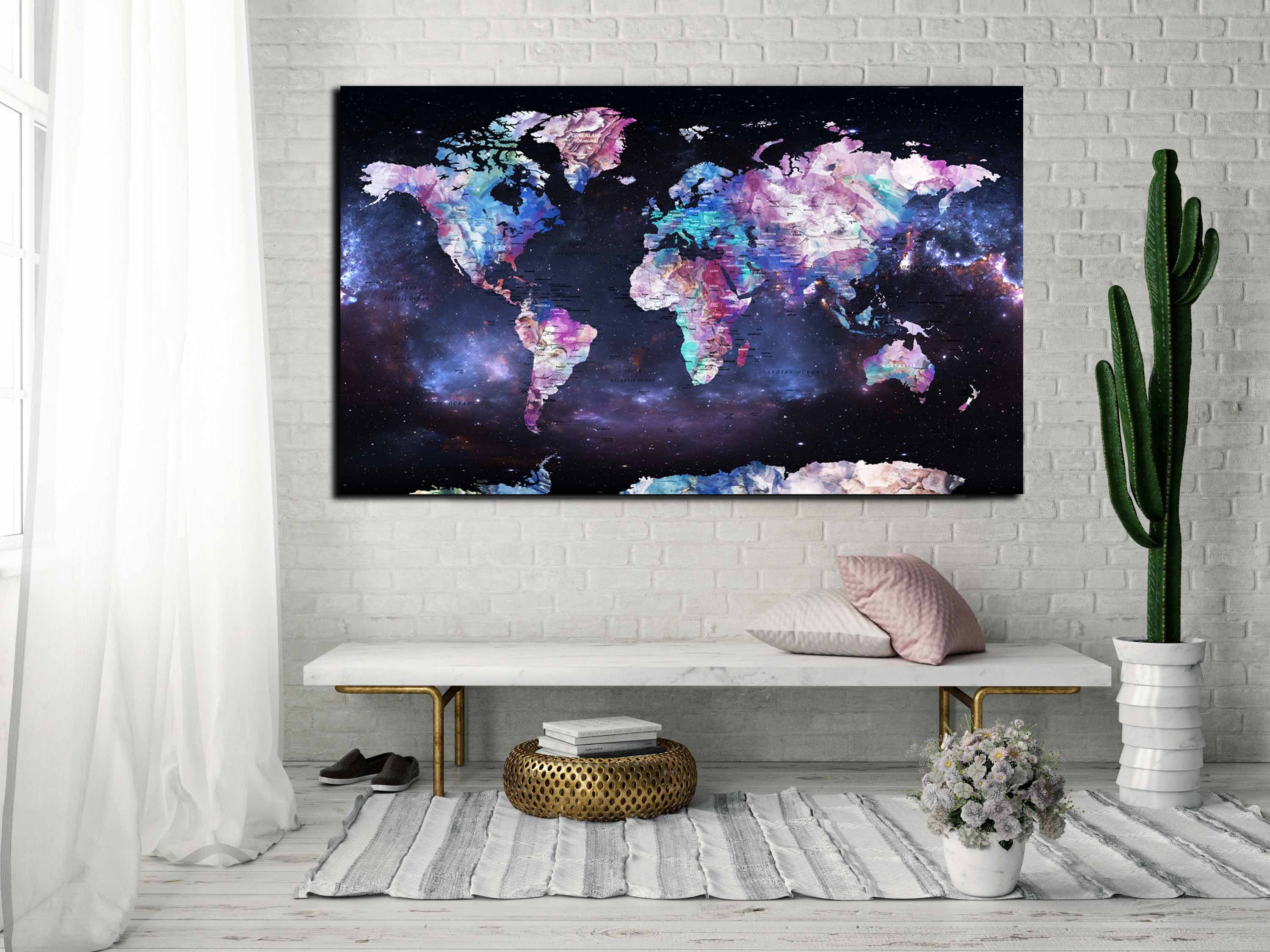 world map space art large world map wall art canvas print world map