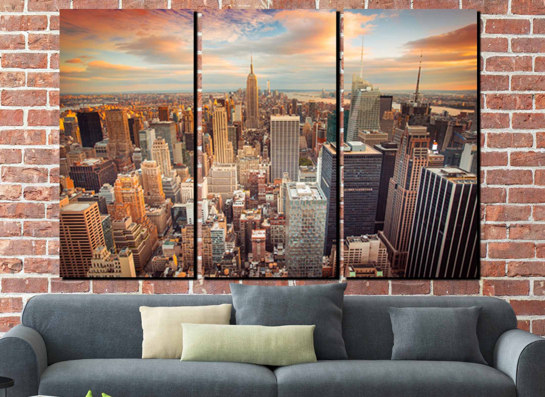 new-york-city-wall-art-new-york-sunsetlarge-new-york-city-etsy