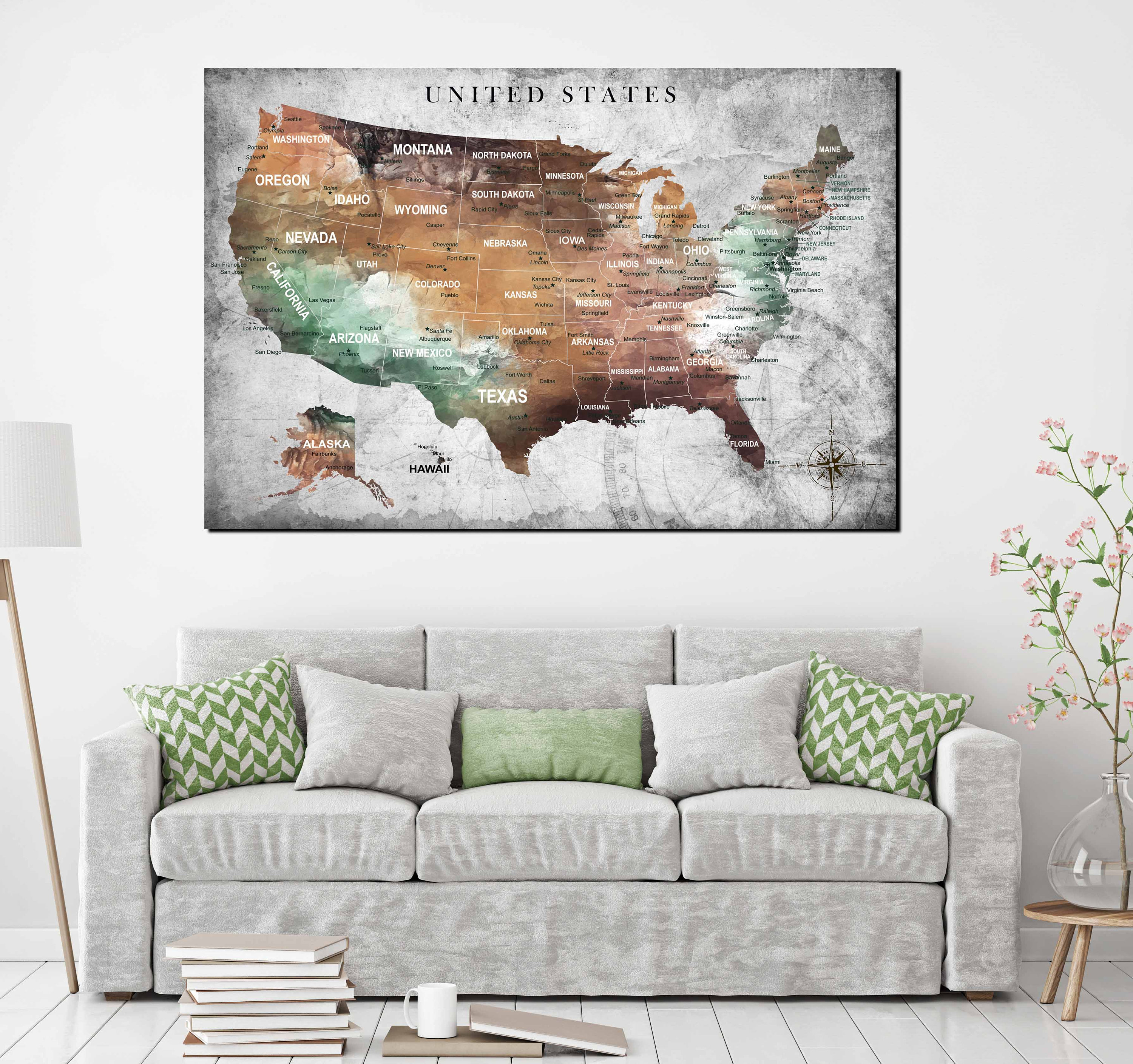 Us Map Wall Art Us Pushpin Map Us Adventure Map United States Canvas Map America Map Art Adventure Map Poster United States Poster Map Art