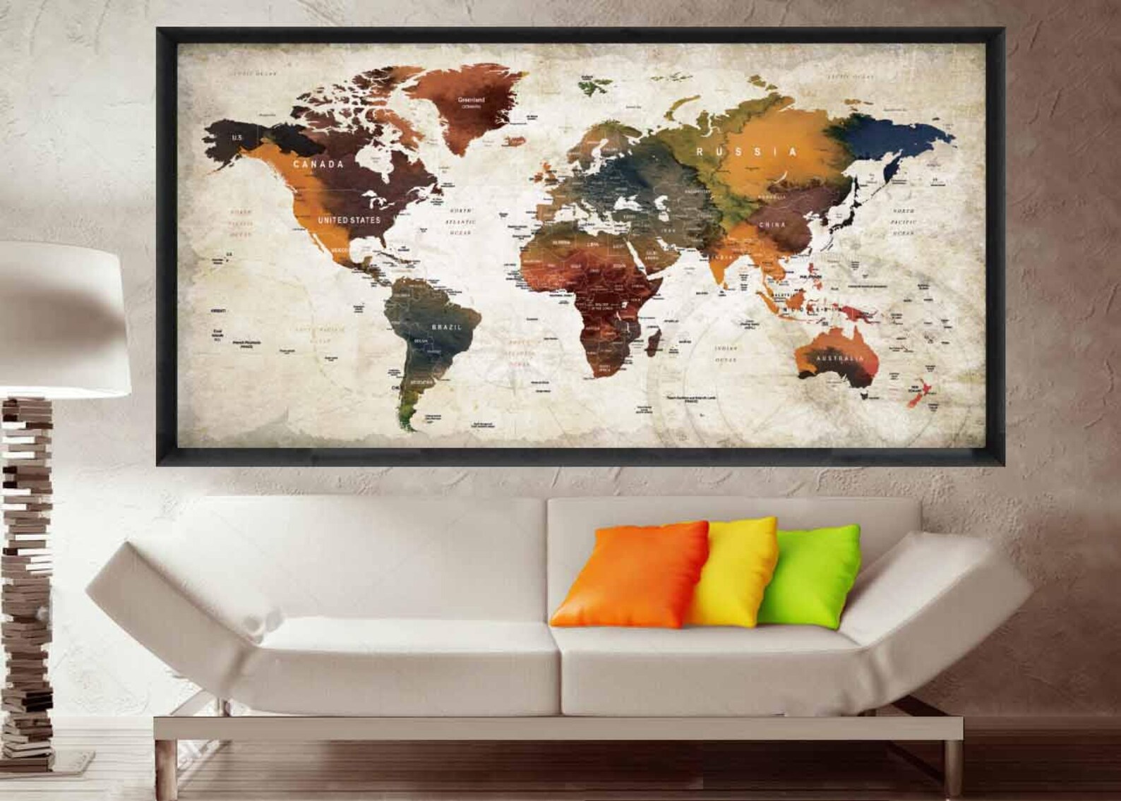 Push Pin World Mappushpin Map Postertravel Maptravel Map - Etsy